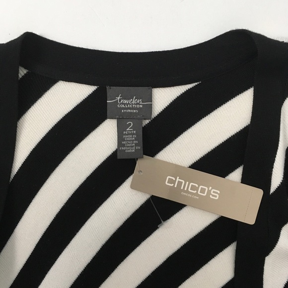Chico’s Travelers Striped Sweater Duster Black and White - Picture 4 of 9
